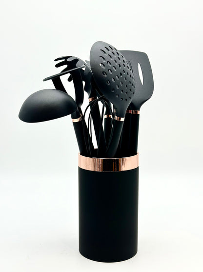 Set ustensiles de cuisine noir mat - 10pcs