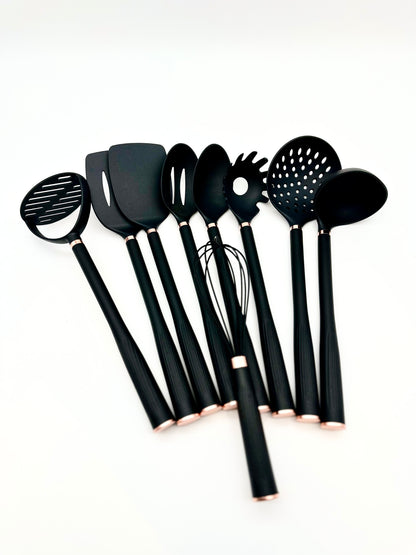 Set ustensiles de cuisine noir mat - 10pcs